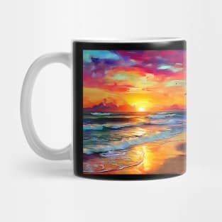 Color Ocean Beach Sunset Painting Mug